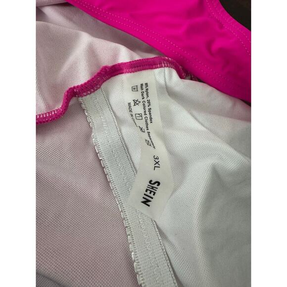 SHEIN Plus Swimsuit Neon Pink / Black, Buckle Detail on Waist - Size 3X NWOT - Picture 9 of 12